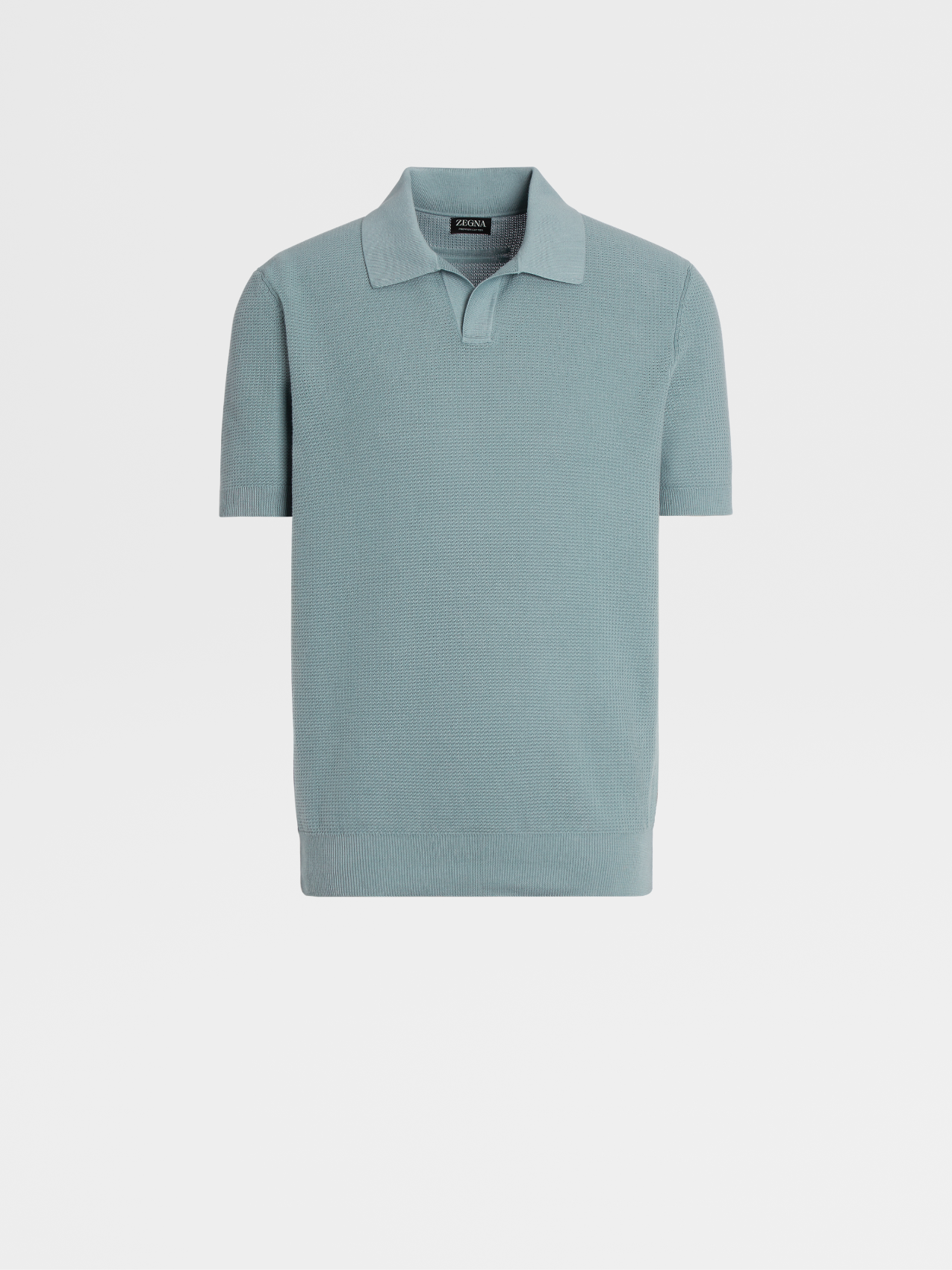 Aqua Green Premium Cotton Jacquard Short-sleeve Knit Polo
